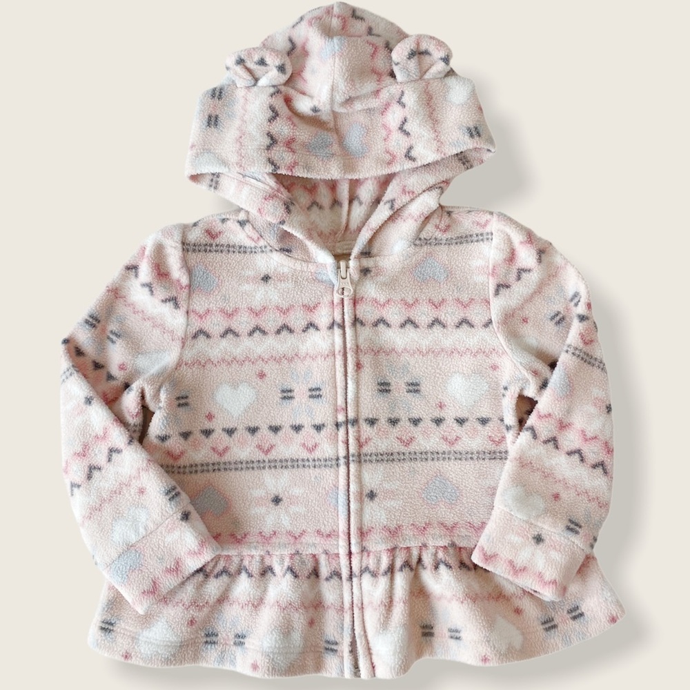 Children’s Place 12-18M Fleece Full-Zip Nordic Print Peplum Hem Hoody